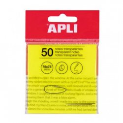 Bloco Notas Aderentes 75x75mm Apli Amarelo Transp 50Fls APL19569