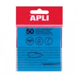Bloco Notas Aderentes 75x75mm Apli Azul Transp 50Fls APL19571