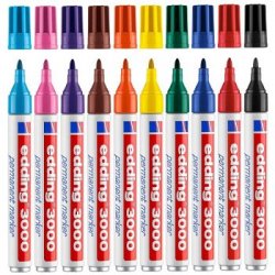 Marcador Permanente Grosso Edding 3000 10 Cores 1,5-3mm 10un 1301237
