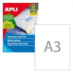 Etiquetas 297x420mm 100Fls A3 Apli 100un APL11352