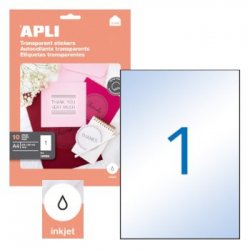 Etiquetas 210x297mm 10Fls A4 Transparente Apli 10un APL10053